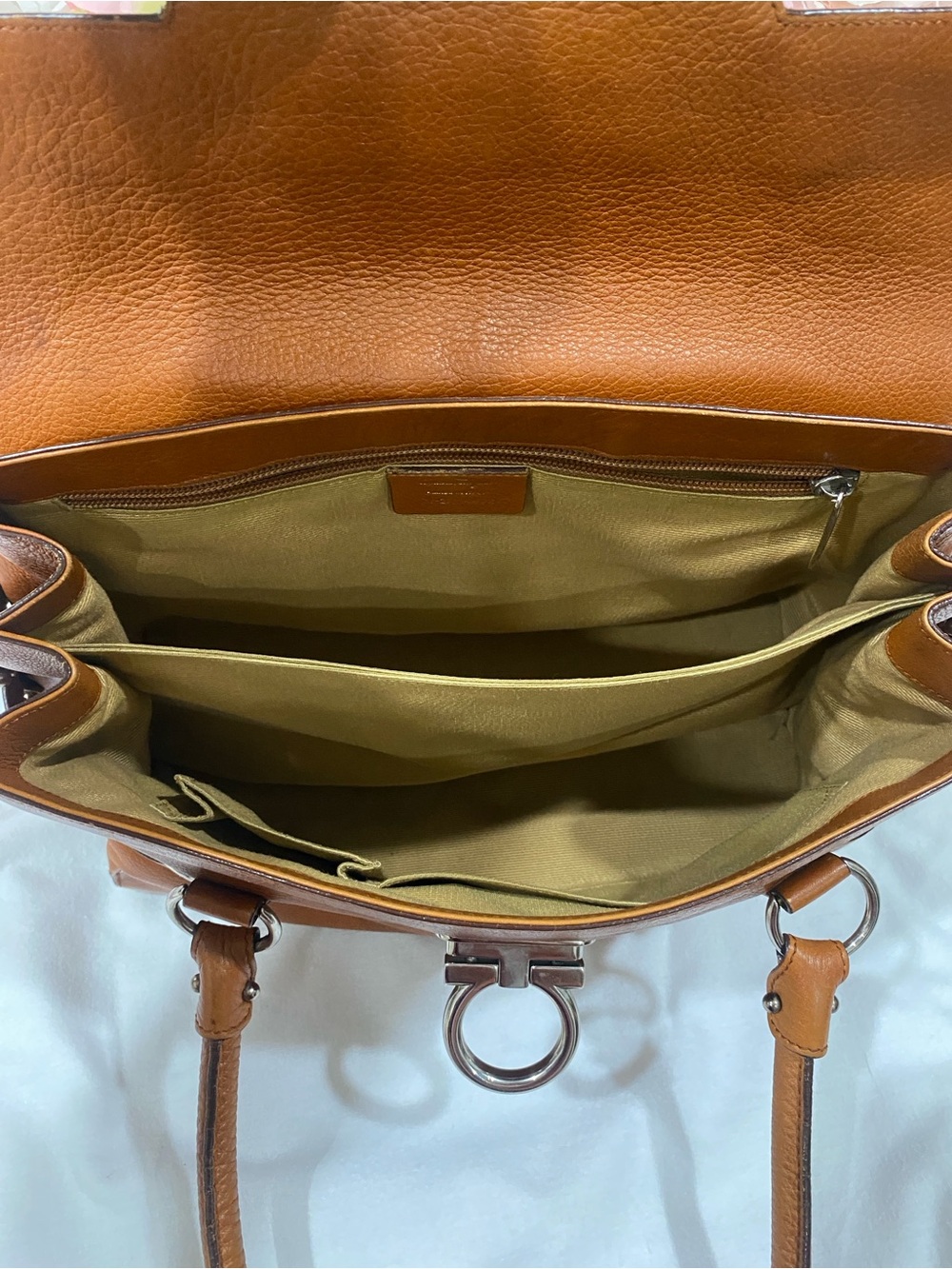 Salvatore Ferragamo Gancini Leather Top-Handle Bag - Picture 8 of 11